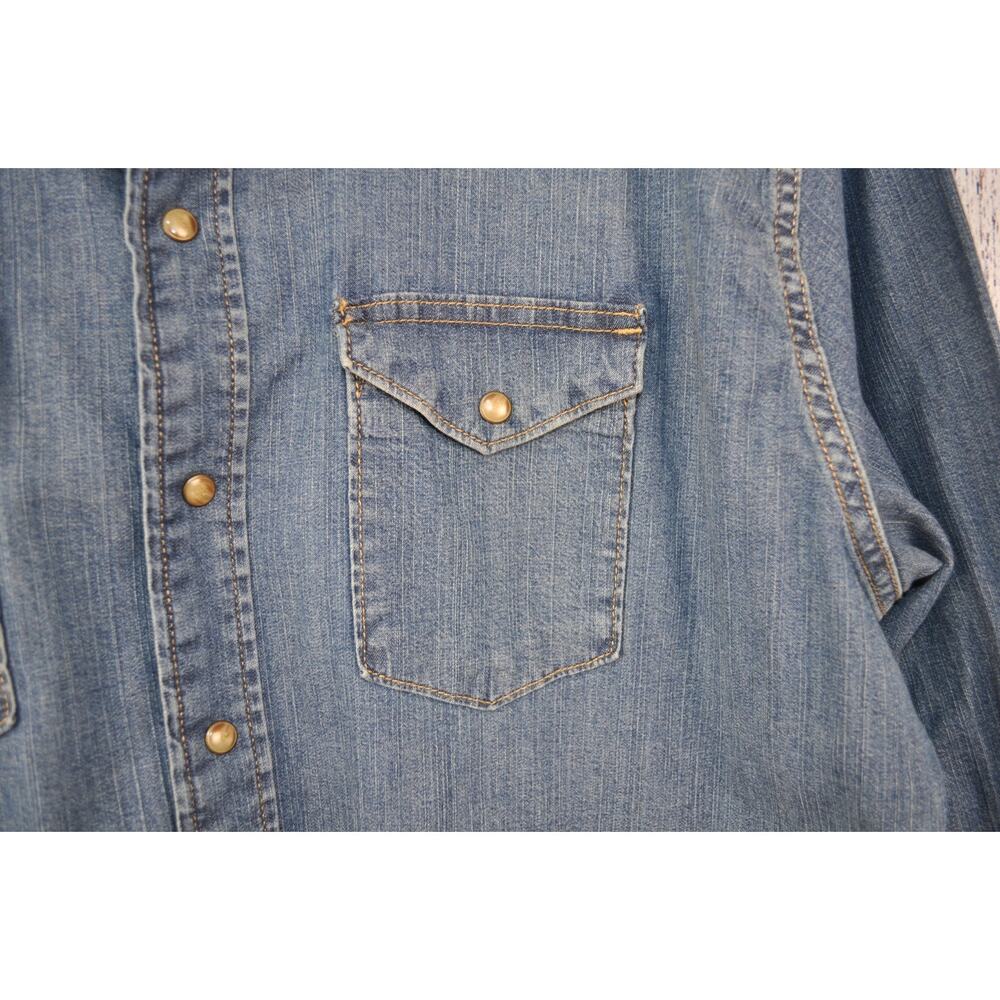 Wrangler Red Label Men’s XL Pearl Button Western Cowboy Shirt Blue - Picture 4 of 6